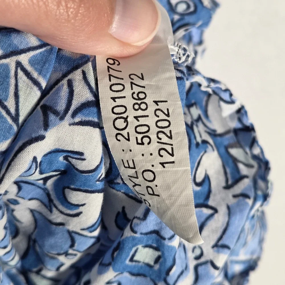Vineyard Vines Women Small Fit‎ Cay Scarf Print Pintuck Dress White Blue Coastal